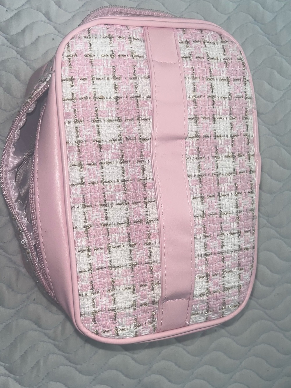 Pink Tweed Cosmetic Bag - Women Bags - Picture 2 of 3